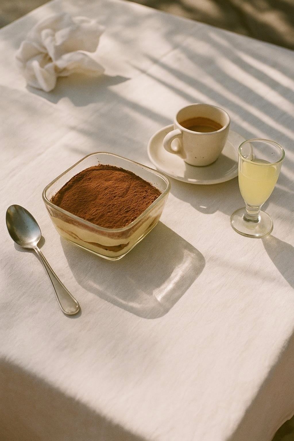 Illustration : Tiramisu, café serré et limoncello en fin de repas